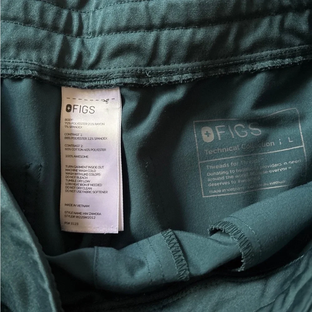 Figs Caribbean Blue Zamora 2.0 High Rise Jogger Scrub Pants Large - Picture 2 of 3